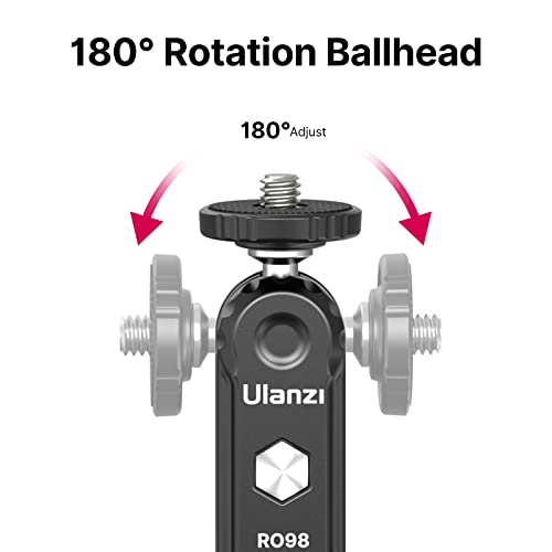 R098 Cold Shoe Monitor Mount, 1/4" Rotatable Dual Ballhead Hot Shoe Mount Microphone Fill Light Camera Monitor Swivel Bracket Compatible with DJI OSMO 360/Pocket 3/Insta 360 x 5/Sony/Canon/Nikon /Fuji