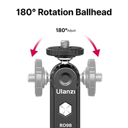 R098 Cold Shoe Monitor Mount, 1/4" Rotatable Dual Ballhead Hot Shoe Mount Microphone Fill Light Camera Monitor Swivel Bracket Compatible with DJI OSMO 360/Pocket 3/Insta 360 x 5/Sony/Canon/Nikon /Fuji