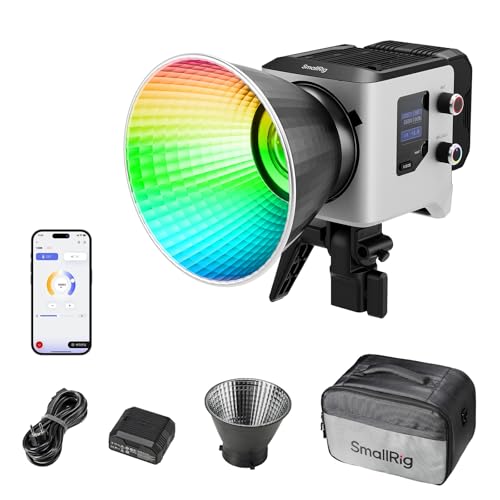 SMALLRIG RC 220C RGB COB LED Video Light Bowens Mount, 200W 36000 Full-Color Video Light 2700-10000K, CRI97+/TLCI98+, Support Wireless Power Supply, App Control, for Photography and Photo Studio - color: RGB