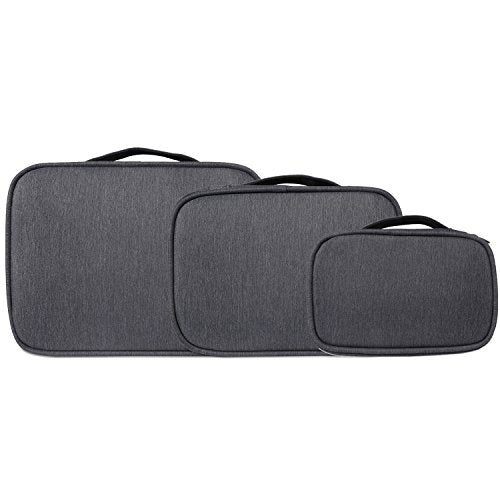 BUBM 3pcs Double Layer Electronic Organizer, Travel Gadgets Bag for Cables, External Flash Drive, Mouse, Memory Card, Power Bank and More, Compact and Multi-purpose, Black | Double Layer Travel Gadgets Carry Bag for Cables, External Flash Drive, Mouse, Me