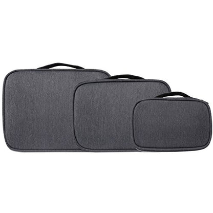 BUBM 3pcs Double Layer Electronic Organizer, Travel Gadgets Bag for Cables, External Flash Drive, Mouse, Memory Card, Power Bank and More, Compact and Multi-purpose, Black | Double Layer Travel Gadgets Carry Bag for Cables, External Flash Drive, Mouse, Me