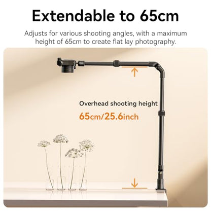 ULANZI ZJ02 Camera Desk Mount Overhead Magic Arm, 98cm/38.6inch Aluminum Adjustable Articulating Arm with 1/4" Ball Head for Cameras DSLR Lights Mount for Live Streaming/Photo Video Shooting