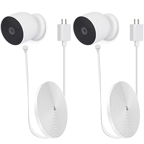 iTODOS 2Pack 10ft/3m Weatherproof Charging Cable for Google Nest Cam Outdoor or Indoor, Battery - Flat Outdoor Power Cord for Nest Camera with USB Power Adapter - size: 10FT, style: 2 Pack