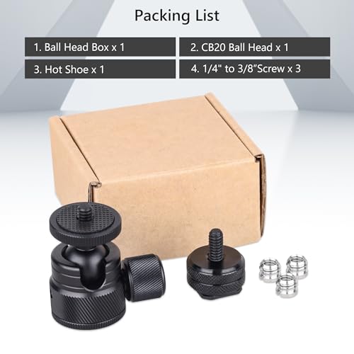 ARTCISE Mini CNC Machining Tripod Ball Head - Portable Aluminum Alloy 360 Rotating Head for Phone & Light Camera, Max Load 6.6lbs/3kg