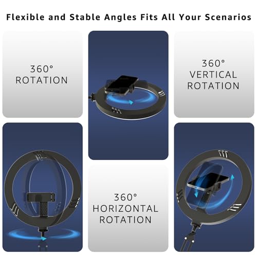 10" LED Ring Light with Overhead Phone Stand, CRI≥95 1200lm Dimmable Lighting, Adjustable Metal Arm with Remote & Phone Holder, for Streaming, Makeup, Zoom Calls, Photography