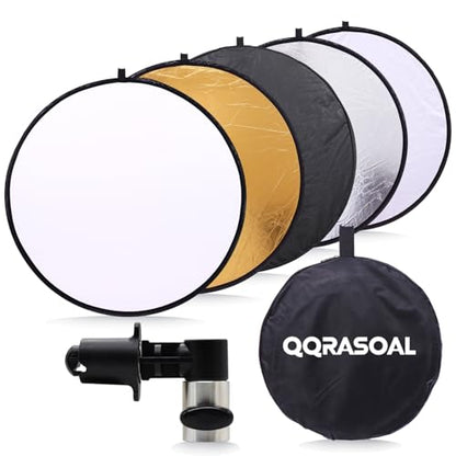 Light Reflectors for Photography 51inch/130cm 5 in 1 Large Photography Reflector Collapsible Multi Disc with Clip for Studio Photography Lighting Reflector and Outdoor Lighting - size: open size:130cm/51inch