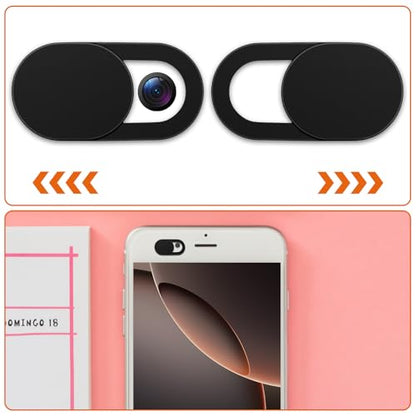 64Pcs Webcam Cover, Ultra Thin Laptop Camera Cover Slide for Laptop/Cell Phone/PC/Tablet PC Accessories Camera Blocker Slider, Great for Privacy - Black