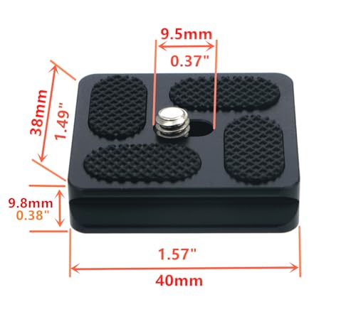 PU-40 40mm Universal Quick Release QR Plate with D-Ring Screw for Mini Tripod Monopod Ball Head DSLR Camera, Arca-Swiss Compatible