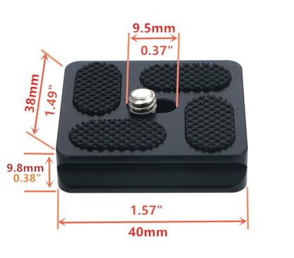 PU-40 40mm Universal Quick Release QR Plate with D-Ring Screw for Mini Tripod Monopod Ball Head DSLR Camera, Arca-Swiss Compatible