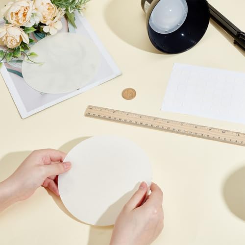 PH PandaHall 5pcs Lamp Shade Diffuser Fabric White Lampshade Replacement with 50pcs Plastic Stickers Dazzling Proof Lampshades Round Lamp Cover for Downlight Spotlights Pendants Light 6.3 Inch - color: White