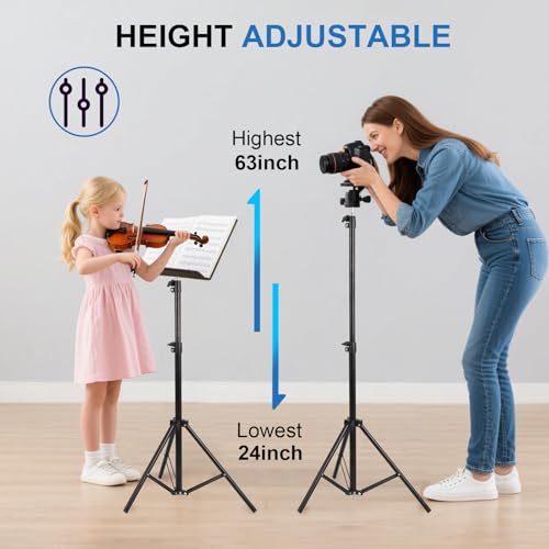 Professional Tripod Stand, Mini Projector Tripod,Adjustable Height Light Stand for Ring Light/Webcam/Mini Projector/Phone, Portable Light Duty Support (Black,22"-63")