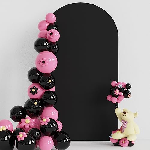 Putros Arch Backdrop Cover, 7.2ft, Arch Covers Stretchy Backdrop, Black, Spandex Fitted Wedding Arch Cover, Round Top Chiara Backdrop Covers for Birthday Party, Baby Shower Decoration - color: Black, size: 7.2FT