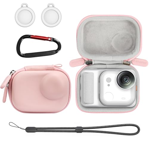 AMAZEAR Carry Case for Insta360 Go Ultra Accessories, Insta 360 Go-Ultra Portable and Compact Travel Bag Hard Leather Case with Soft Inner for Protection, Organization, and Storage, Pink - color: Pink