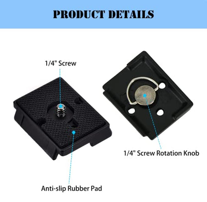 323 Quick Release Plate 1/4" Screw Tripod Camera Compatible for Manfrotto 200pl-14 RC2 Camera Tripod Ball Head 2PCS,Black - color: Black