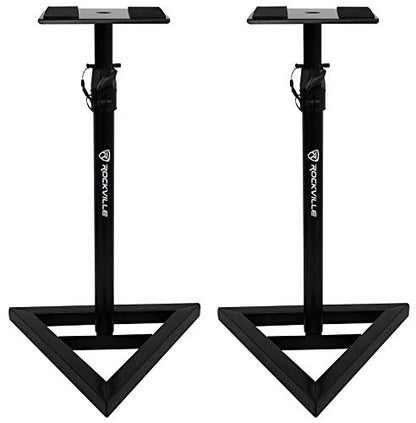 Rockville RVSM1 Pair of Near-Field Studio Monitor Stands, Adjustable Height 33-45in, Heavy-Duty Steel, EVA Foam Padding, Vibration Reduction, for Home Studio Musicians and Audio Engineers