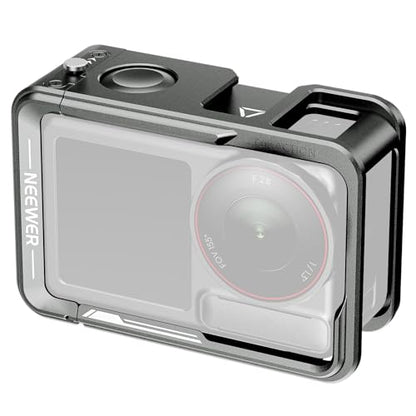 NEEWER Cage for Action 5 Pro 4 3, Protective Metal Video Rig with Cold Shoe, 1/4" Thread, Shutter Button Compatible with DJI Osmo Action5 Pro Action4 Action3 DJI Mic Magnetic Adapter Mount, AC014 - style: AC014 Cage（Gray）
