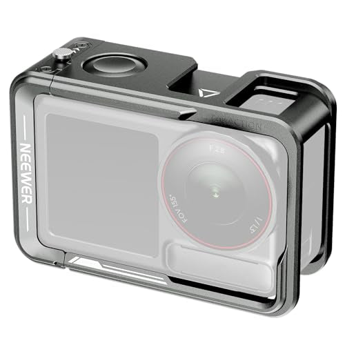 NEEWER Cage for Action 5 Pro 4 3, Protective Metal Video Rig with Cold Shoe, 1/4" Thread, Shutter Button Compatible with DJI Osmo Action5 Pro Action4 Action3 DJI Mic Magnetic Adapter Mount, AC014 - style: AC014 Cage（Gray）