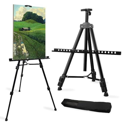 RRFTOK 21-66 Inch Adjustable Art Easel Stand for Painting and Sign, Black | Metal tripod easel with reinforced triangle for poster tripod, sign stand, floor and whiteboard display - style: 66B 1-Pack