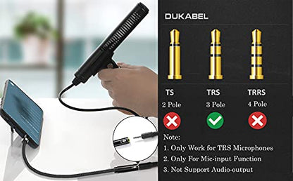 DUKABEL DC4 3.5mm TRS to TRRS Adapter Cable, Microphone Audio Adapter, TRS Female to TRRS Male Converter for Smartphone, PS4, Tablet, Laptop - size: TRS Female to TRRS Male