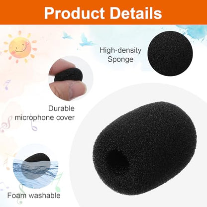 12 Pack Microphone Covers Foam Headset, 1.18 X 0.87 Inch Lapel Mic Covers, Soft Microphone Windscreen for Headset Lavalier Microphones Noise Reduction (Black)