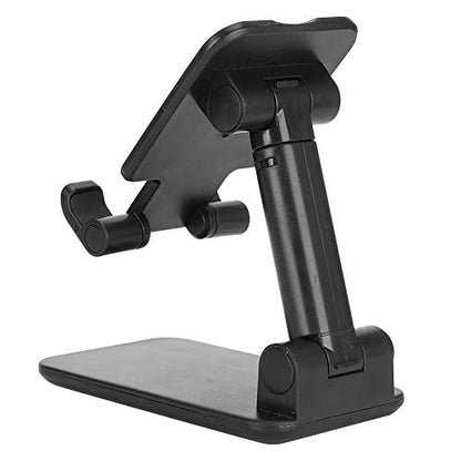 Desktop Phone Holder, Adjustable Foldable Stand with Mirror Face Bracket for 12.9 Inch Tablet and Smartphone, for Home Office Live Broadcast Entertainment, Black