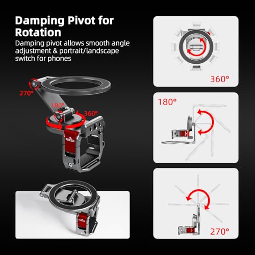 BRDRC Pocket 3 4 Magnetic Mount, Phone Holder for MagSafe Aluminum Alloy Magnet Expansion Adapter with Cold Shoe for DJI OSMO Pocket 3 4 Creator Combo/For Xtra Muse accessories (with Protective Cover)