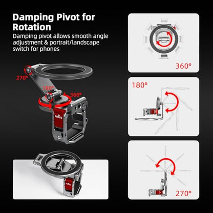 BRDRC Pocket 3 4 Magnetic Mount, Phone Holder for MagSafe Aluminum Alloy Magnet Expansion Adapter with Cold Shoe for DJI OSMO Pocket 3 4 Creator Combo/For Xtra Muse accessories (with Protective Cover)