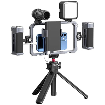 ULANZI Universal Phone Video Rig Kit with Handles, Aluminum Handheld Stabilizer Phone Video Filmmaking Grip for Video Maker Videographer with Cold Shoe for iPhone 16 15 14 13 Mini Pro Max 8 Plus
