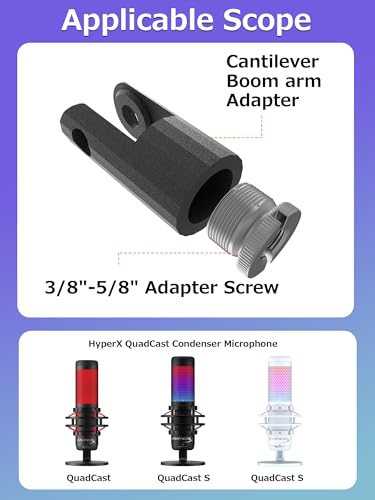 M05 Boom Arm, 360° Rotatable Microphone Stand with Desk Mount (QuadCast dapter (black)) - color: QuadCast dapter (black)