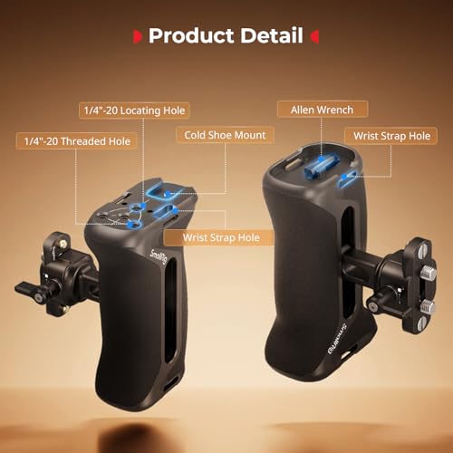 SmallRig Aluminum Camera Side Handle with NATO Clamp, Universal Ergonomic Side Handgrip with 36mm Vertical Adjustment, NATO Rail Included - style: NATO Side Handle