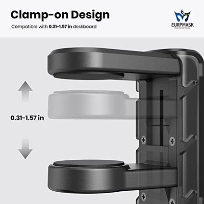 3-in-1 PC Gaming Headset&Controller Holder - EURPMASK Headphone Stand w/Adjustable Clamp&2 Controller Holder&Rotating Arm&Cable Organizer, Universal PC Gaming Accessory Controller Headset Stand-Black - color: Black