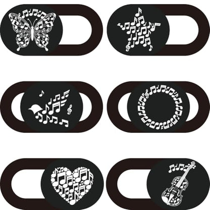 6Pcs 6 Styles Laptop Camera Cover Music Notes Privacy Guard Accessories, 0.04 Inch Ultra Thin Webcam Cover Protector Blocker for Desktop Computer Tablet Notebook Mini PC Home Office Use - color: Musical Note