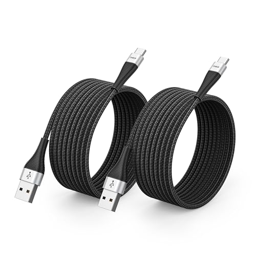 Extra Long USB to USB C Cable 15FT 2Pack, Type A to Type C Cord Fast Charging Braided Charger for iPhone 17 Pro Max, 16/15 Plus, iPad Pro/Air/Mini/10, Samsung, Pixel, Moto, Android Phones - Black - color: Black, size: 15 FT - 2 Pack, style: USB A to USB C