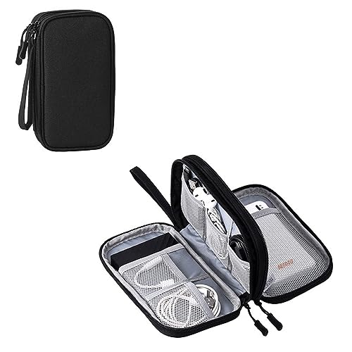 Electronic Organizer Travel Cable Accessories BagPouch Portable Waterproof Storage Bag Electronic Organizer Case for Cable, Mouse,USB Cable,Power Bank,Cord, Charger, Phone, Earphone - color: Black