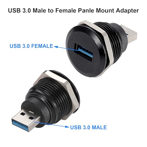 PENGLIN 2PCS USB 3.0 Connector, USB Male to Female Conversion Connector, USB3.0 Panel Mount Extension Adapter for Data Transfer/Charging (Pack of 2) - size: USB 3.0(2PCS) (Pack of 2)