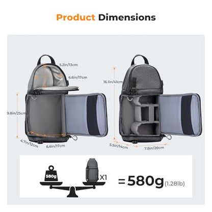 K&F CONCEPT Camera Sling Bag Crossbody Bag Camera Shoulder Backpack DSLR/SLR/Mirrorless Photography Bags Compatible with Canon/Nikon/Sony/Fuji/Gopro/DJI - color: Grey, size: Medium