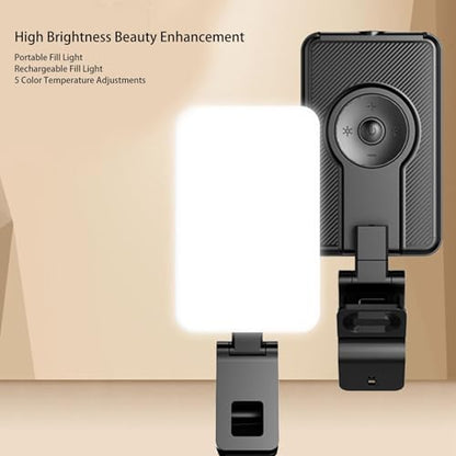 Yunseity Fill Video Conference Light, 3000-6500K, 5 Lighting Modes, 360° Rotation, Rechargeable Selfie Light for Laptop Vlog with Phone, for Photographers, Remote Workers