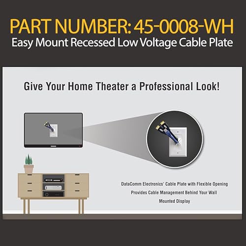 DATACOMM Electronics 45-0008-IV Easy Mount Recessed Low Voltage Cable Plate - Ivory - style: Ivory - Bullnose Plate / 1-Pack