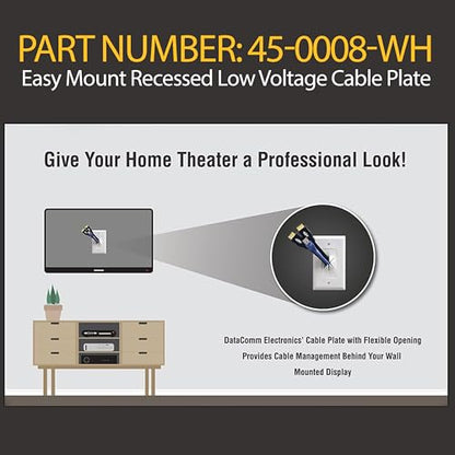 DATACOMM Electronics 45-0008-IV Easy Mount Recessed Low Voltage Cable Plate - Ivory - style: Ivory - Bullnose Plate / 1-Pack