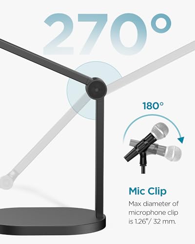 InnoGear Studio Mic Stand, Max Load 2.64 lb Microphone Arm Desk Mount Desktop Microphone Stand for Fifine AM8 K669B Blue Yeti HyperX QuadCast SoloCast AT2020, Webcams Cameras, Black