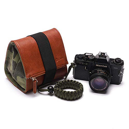 CANPIS Mirrorless Camera Case, Leather Small Camera Bag Lens Pouch, Photography Travel Bag, Outdoor Carry-on Storage Bag (not support DSLR Camera and Long Lens)