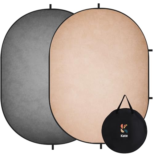 Kate Gray Pop up Backdrop Beige Collapsible Backdrops for Photography Vintage Studio Portable Backdrop for Vedio Shooting, 5x6.5ft