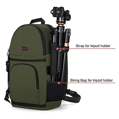 MOSISO Camera Sling Bag, DSLR/SLR/Mirrorless Camera Backpack Case Shockproof Photography Backpack with Tripod Holder & Removable Modular Inserts Compatible with Canon/Nikon/Sony/Fuji, Army Green - color: Army Green