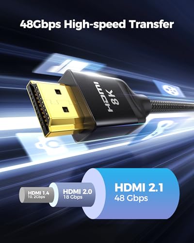 Silkland 8K HDMI eARC/ARC Cable 2.1, 3.3FT Certified Ultra High Speed HDMI® Cable [8K@60Hz, 4K@120Hz] Dolby Atmos Vision, 48Gbps, HDR, HDCP Compatible for Samsung/Vizio/SoundBar/Roku TV/BluRay - color: Black, size: 3.3 Feet, style: 1-Pack
