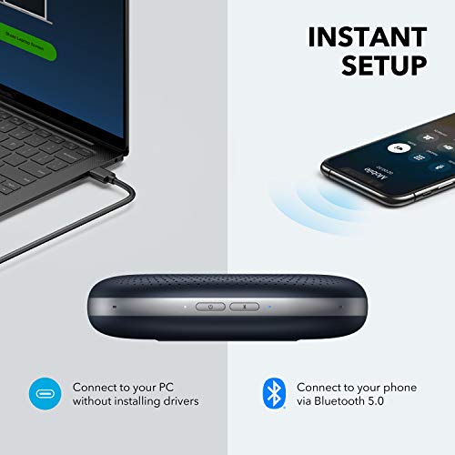 Anker PowerConf Speakerphone, Zoom Certified Conference Speaker with 6 Mics | 360° Enhanced Voice Pickup, 24H Call Time, Bluetooth 5.3, USB C, Compatible with Leading Platforms for Personal Workspaces - color: Blue