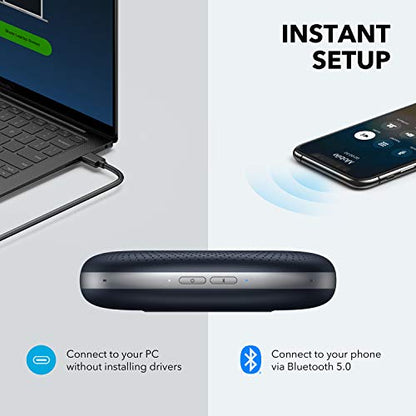 Anker PowerConf Speakerphone, Zoom Certified Conference Speaker with 6 Mics | 360° Enhanced Voice Pickup, 24H Call Time, Bluetooth 5.3, USB C, Compatible with Leading Platforms for Personal Workspaces - color: Blue
