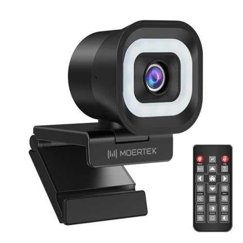 4K Webcam with 5-Level LED Light, 12MP Camera, USB Webcam with Dual Noise-canceling Microphones, PDAF Fast Auto Focus, Remote Control, 360° Rotation, Perfect for Live streaming, Online Meeting - style: 4K Webcam with Light