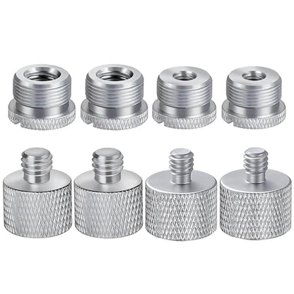IXTECH Mic Stand Adapter Set - 8pcs Metal Tripod Adapter - 5/8" to "3/8" & "1/4" Male/Female Threads - ADP01 Silver - color: 8 ADAPTER