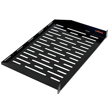 ECHOGEAR 1U Rack Shelf - Universal Design Works with Any Rack - Holds 25lbs of Servers, Network Gear, or AV Equipment - 12" Deep Steel Shelf with Ventilated Design - Install Hardware Included - size: 1U Rack Shelf
