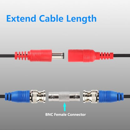 BNC Cable 100ft 4 Pack Aimyzii BNC Video Power Cable,Security Camera Cable for CCTV Camera DVR Security Systems(Included 8X BNC Adapters,100 Pcs Cable Clips)-Black - size: 100 FT